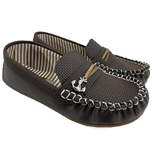 Mocassim Infantil Molekinho Textura Metal Menino - Café - 31