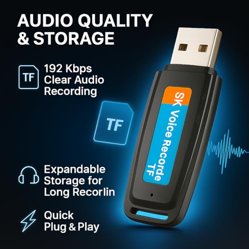 Image of FREDI HD PLUS Voice Recorder Device 8GB Pen Drive Voice Recorder Mini USB Audio Recorder Portable One Click Recording for Lectures Meetings Interviews Clear Sound