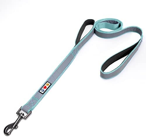 PAWTITAS 1.8 M Reflective Dog Lead Comfortable Padded Handle | Puppy Dog Training Double Handle Reflective Lead | Reflective Short Dog Lead for Training | Hands Free Running Dog Lead - M/L Green Lead