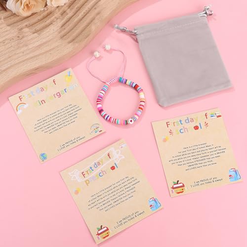 Image of First Day of Preschool Bracelet Back to School Gifts for Kindergarten / Preschool / School Gift Mama and Mini Adjustable Mother Daughter Bracelets as Supplies for Girls to Relieve Study Anxiety