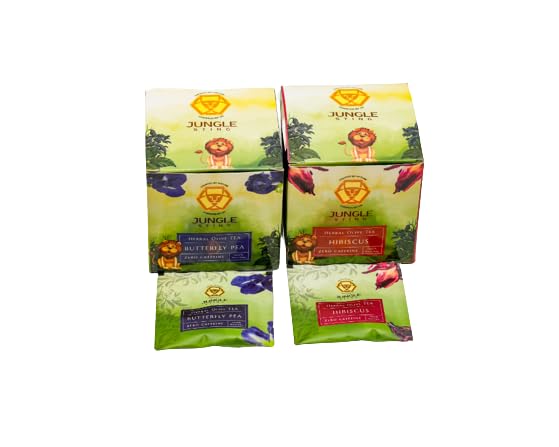 Jungle Sting Natural Herbal Olive Flavored Tea Leaves | Iced Tea For Summers & Hot Sip Instant Tea | Calming & Stress Relief Tea | 100% Vegetarian Handpicked Tea 40gm Each (Hibiscus & Butterfly)