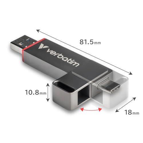 Verbatim バーベイタム 外付け SSD 1TB USB3.2 Gen1 USB-C/A両対応 最大550MB/s ポータブル スティックタイプ 国内代理店IO Dataサポート Dual QuickStick 32043-J
