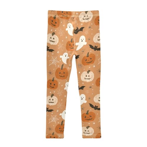 Girls Leggings Halloween Pumpkin Ghost Kids Length Leggings Pants Toddler Athletic Soft Bat Orange Tights Trousers 4T2