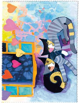 Fridolin 18863 Rosina Wachtmeister Flying Hearts Chiffon de Nettoyage pour Lunettes Mousseline Multicolore 18 x 12,5 x 1 cm