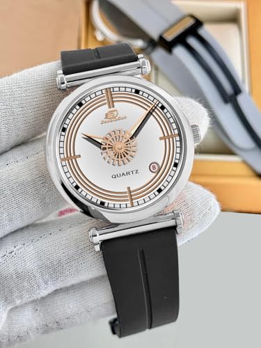 Image of DOUBLERUN Date Function White Color Silicone Strap Analog Wrist Watch for Men S 26-00-0