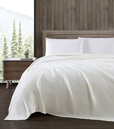 Eddie Bauer- Queen Blanket, Solid Reversible Cotton Bedding, Home Decor For All Seasons (Textured Twill White, Queen) #TOP27