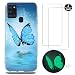 Produktbild Oududianzi Hülle für Samsung Galaxy A21s + [2er Pack] Displayschutzfolie, leuchtende weiche TPU-Hülle [Ultradünn] Stoßfeste Anti-Kratz-Hülle - Schöner Schmetterling