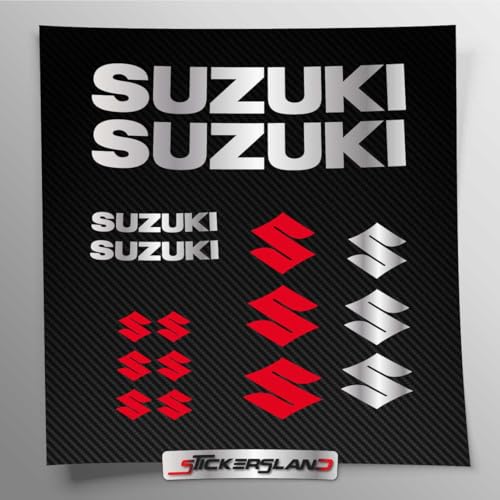Stickersland® Kit adesivi compatibile con Suzuk Argento Metallizzato | Uso personale, privato e decorativo | adesivi per moto telaio carena | decals sticker Decalcomanie Aftermarket