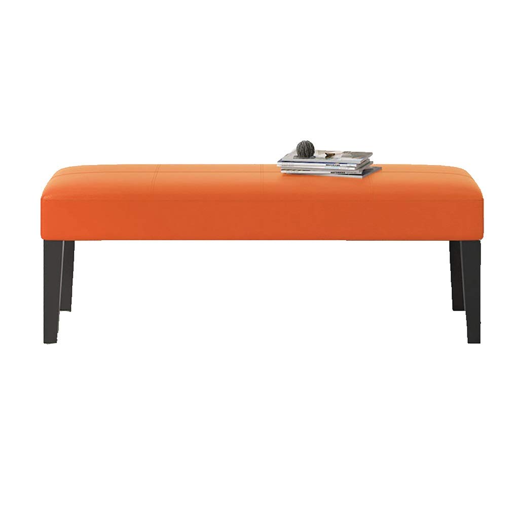 Tabouret long banc à chaussures orange pour bout de lit et vestiaire