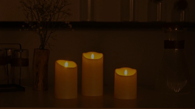 Image of Flickering Flameless Candles with Remote,Battery Operated Candles with Timer,LED,3 Pillar Fake Candles,D3 inchx H4 inch5 inch6 inch