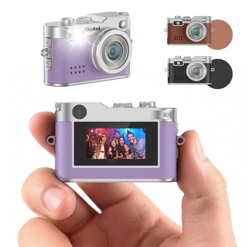 Rollei Digital Minikamera Vintage Lila, 1080P FHD Kleine Retro Digitalkamera mit 0,96 Zoll Farbbildschirm 2MP Daumenkamera Kompakte Fotokamera mit Blitz & Aufzeichnung, Mini-Digital-Kamera-Klein