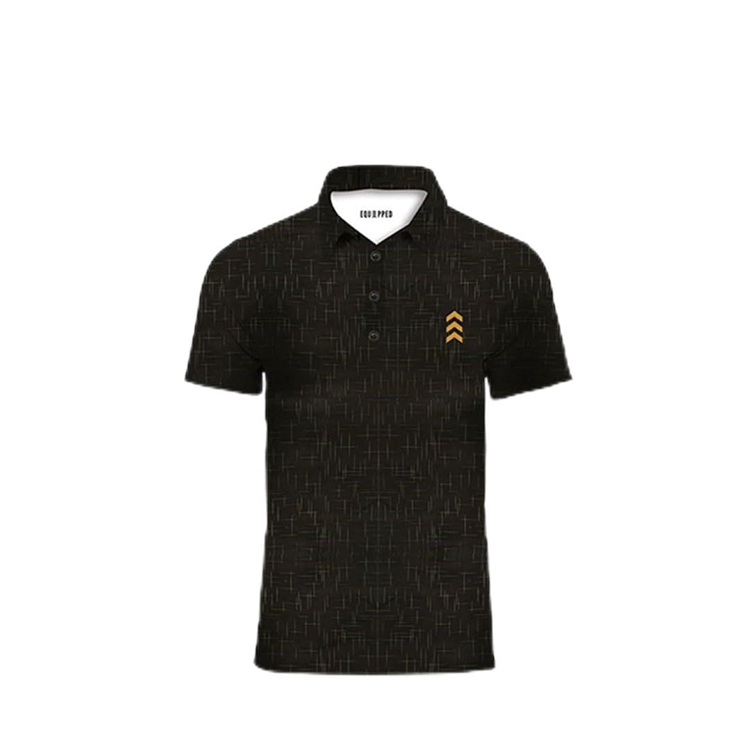 EquippedMen's Golf Premium Polo T-Shirt | Short Sleeve | Regurlar Fit Collar Black Tshirt