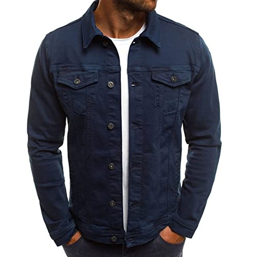 Veste en jean pour homme bleu marine XXL veste boutonnée Legou