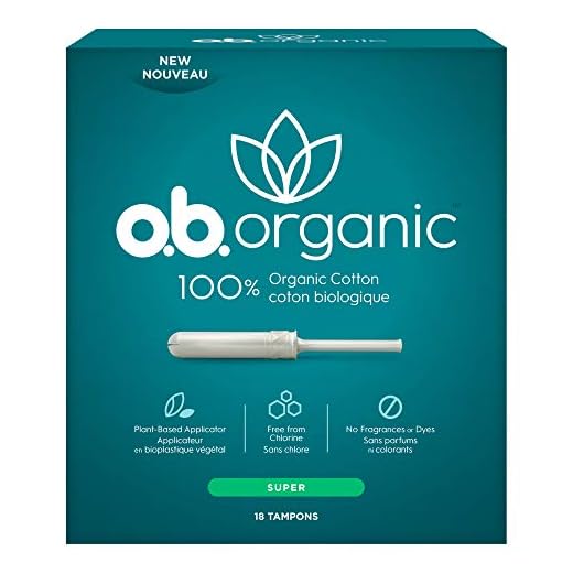 o.b. Organic Tampons with New Plant-Based Applicator, 100% Organic Cotton, Super, 18Count