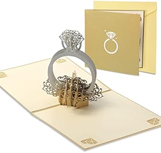 Diamond Ring 3D Popup Greeting Card Anniversary Card Engagement Cards Congratulations Wedding Card Valentine's Day Handmade Cards for Couples Bride Best Lover Birthday Wedding