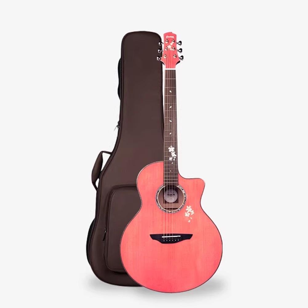 Kit per chitarra acustica, chitarra folk a 6 corde, in legno, con custodia, per principianti e amanti della musica