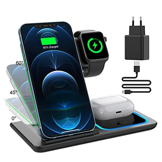 KIMILAR 3 en 1 Chargeur sans Fil, Chargeurs à Induction Compatible avec iPhone 12/11/11 Pro/X/XS/8 Plus, QI Station de Charge Inductive Compatible avec Apple Watch/Airpods/Samsung Xiaomi Téléphones