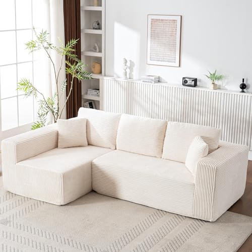 Yihomfy Canapé d'angle en Forme de L, 258 x 155 x 89 cm, Canapé Modulable,Canapé 3 Places avec Méridienne à Gauche et Coussins Convient aux Salons et aux Chambres...
