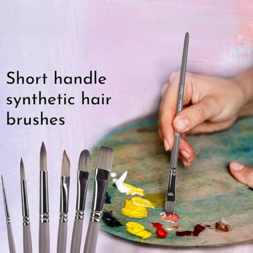 Image of VelveTouch Artist Paint Brushes, Set of 6 | for Kids, School Students, Gouache, Acrylics,Watercolor, and Oil Painting,Copper Tube Wooden,Watercoloring, Face, Nail, Scale Model Painting, Line Drawing