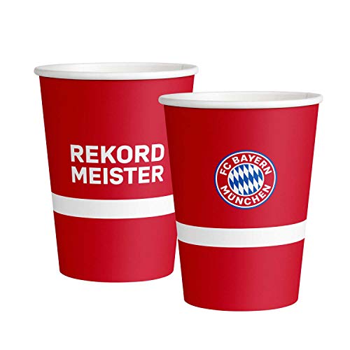 FC Bayern München Pappbecher 6 Stück Tischzubehör rot-weiss-blau 500 ml - Rot