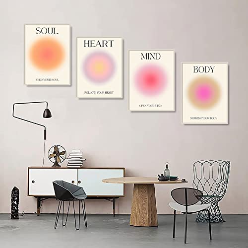 Ncyel 4 Colorful Abstract Halo Posters Angel Number Positive Energy Inspirational Language Inspirational Wall Art Bedroom Girls Room Pink Decoration Living Room Bedroom Apartment Hotel Dormitory 8X10 Inch Unframed #TOP5