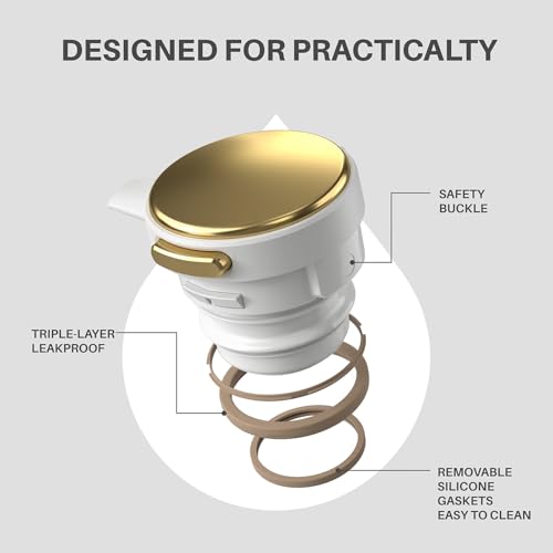 Miniatura 4 de Ideus Jarra Térmica De Acero Inoxidable De 68 Onzas, Termo De Café Aislado De Doble Pared, Dispensador De Agua Y Café, 12 Horas De Calor Y 24 Horas De Retención De Frío Oro Blanco