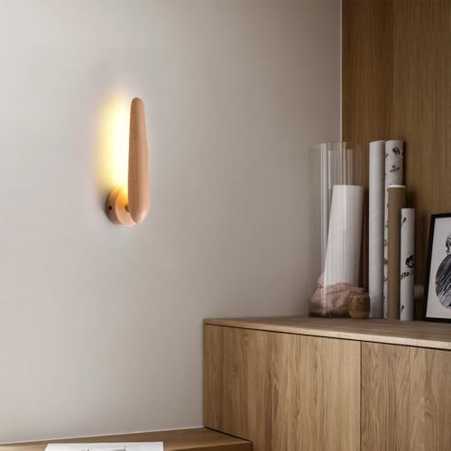 Aplique minimalista nórdico LED iluminación madera interiores pasillos 3