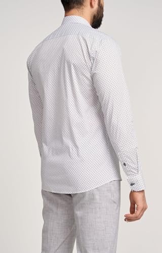 Chemise hommes manches longues coton imprimé fleur de lys casual chic