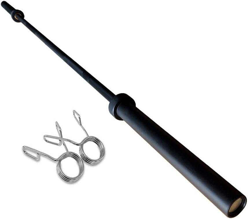 1441 FitnessHeavy Duty 7 Feet Olympic Barbell Black Color with Collars - Solid 7 Ft Long Weightlifting Technique Bar for Home Exercise, Weight Capacity 1500 Pounds