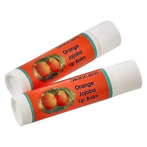Jojoba Oil Orange Lip Balm with Beeswax, all natural, over 70% cold pressed jojoba oil and mildly scented with Orange, 2 Lip balms (.15 oz/4.6 gm) Total of 2 units Cover