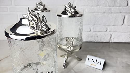 Silver Unique Glass Canister Set For Kitchen, Paper Towel Holder, Tea Sugar Coffee Canister, Cookie & Candy Jar… (Full Set) #TOP7