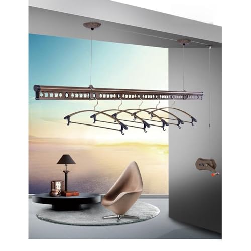 GUODDM Tendedero De Techo Ajustable con Manivela, Tendedero De Un Solo Poste, Ahorra Espacio, Ideal For Balcón, Tendedero Doméstico(B,1.5M/59IN)