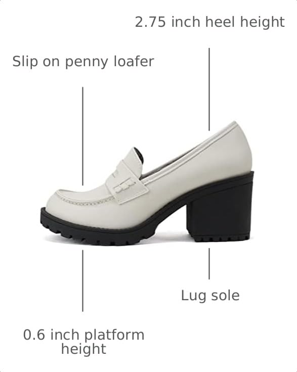 Image of Soda inchKinder inch ~ Women Slip On Chunky Mid Heel Lug Sole Penny Loafer Shoe