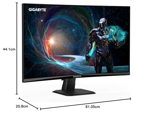 GIGABYTE GS27QCA 27" Moniteur Gaming Incurvé QHD - 2560 x 1440, 180Hz, 1ms, 250 CD/m², FreeSync, HDR Ready, HDMI 2.0, DisplayPort 1.4