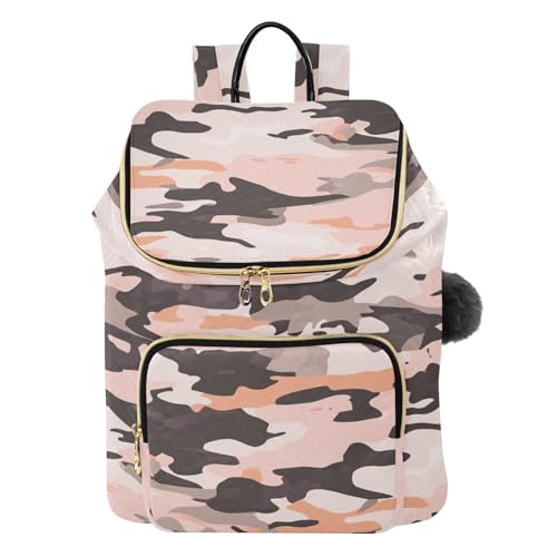 KLL Camouflage Rose Gold Backpack for Women Large Capacity Ladies Travel Backpack for Gym Shopping Travel