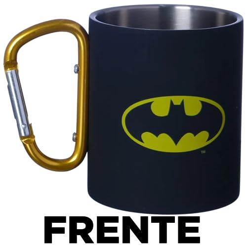 Caneca Batman Logo Aço Inox Com Mosquetão Oficial DC Comics