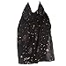 Tinpia Fashion Scarf for Women, Lightweight Colorful Shawl with Star Moon Pattern for Girls Ladies Women Black