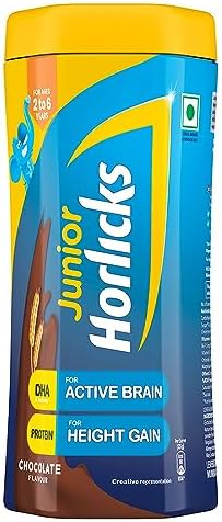 Junior Horlicks, Health & Nutrition Drink for Toddlers & Young Kids, For Brain Development, Weight Gain and Immunity, Chocolate Flavour, Jar, 500 g
