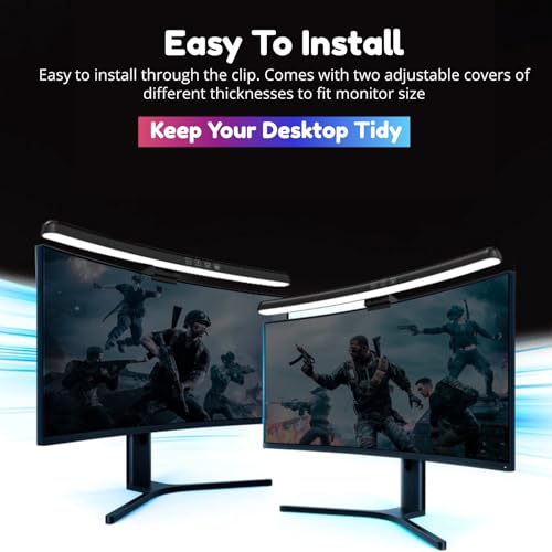 Cuifati Computer-Lampe, 5V 1A Gebogene Bildschirm-Licht Leiste für Augenschutz, E-Lese-LED-Task-Lampe mit Touch-Dimmen, 7 Farbe RGB Lampe LED Bar, Platzsparend