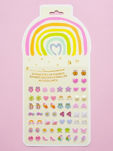 Image of Stick On Earrings - Girls 3D Unicorn Sticker Earrings Self-Adhesive Glitter Craft Gem Stickers Easter Stick on Earring(Rainbow)