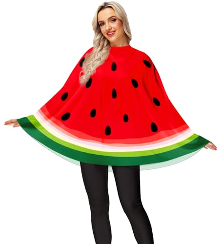Magrank Womens Watermelon Poncho Halloween Food Cosplay Fruit Outfits for Ladies