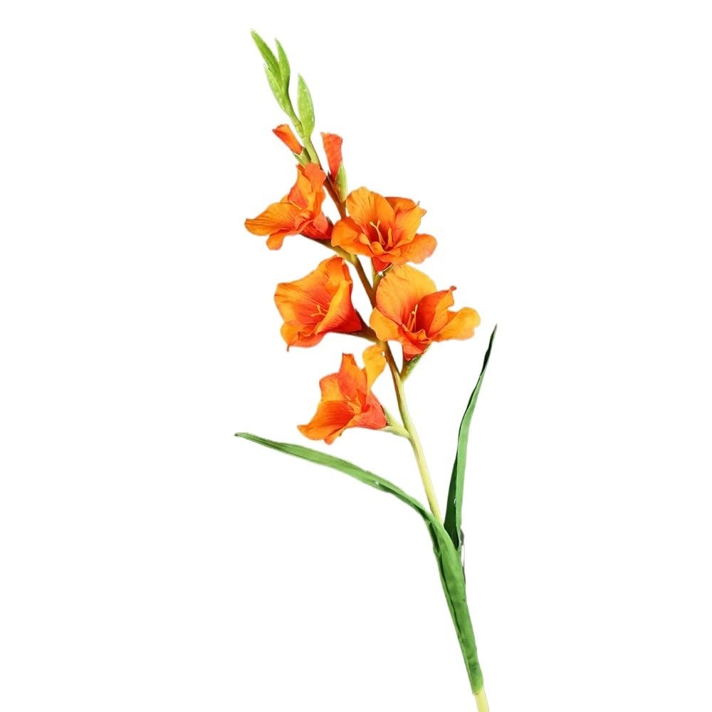 Huffa Orange Artificial Taro Gladiolus Flowers - Elegant Wedding And Living Room Floral Arrangement(Orange)