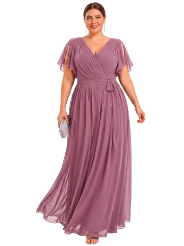Image of Ever-Pretty Plus Women's Chiffon Maxi Plus Size Formal Bridesmaid Dresses