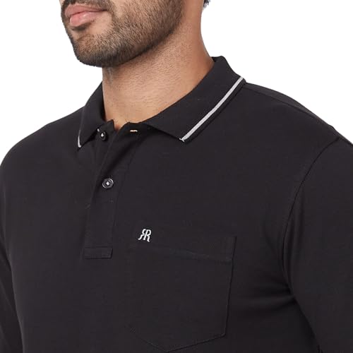 Image of Raymond Men's Modern Fit Solid Pattern Pure Cotton Half Sleeve Polo Neck Casual T-Shirt
