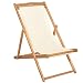Produktbild vidaXL Teak Liegestuhl Klappbar Sonnenliege Strandliege Gartenliege Strandstuhl Faltliege Campingstuhl Klappstuhl 56x105x96cm Creme