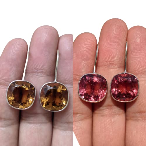 Color Changing Sultanit Earring 925 Sterling Silver Handmade Fixed Hook Cushion Shape Turkish Diaspore Wedding Women Earrings Jewelry