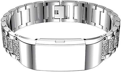 For Fitbit Charge 2 Bands, Aottom Fitbit Charge 2 Watch Band Stainless Steel Rhinestone Glitter Replacement Band Wrist Bands Metal Buckle Bracelet for Fitbit Charge 2 Fitness Accessories