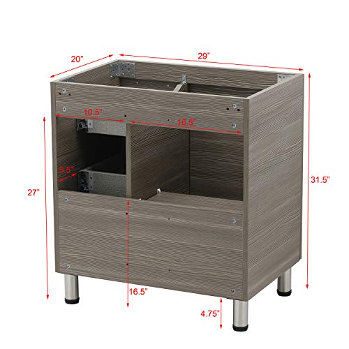 Windbay 30" Freestanding Bathroom Vanity, Taupe. White Integrated Countertop #TOP2