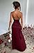 Memoriesea Women's Sexy One Shoulder Satin High Split Cocktail Wedding Party Maxi Dress Wine Red