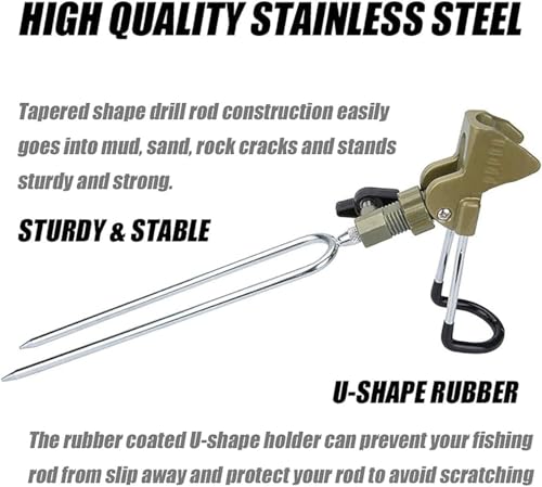 غولديل حامل صنارة صيد السمك على البنوك، حامل صنارة صيد على الشاطئ، قابل للتعديل بزاوية 360 درجة، معدات صيد القطط. (3 قطع)